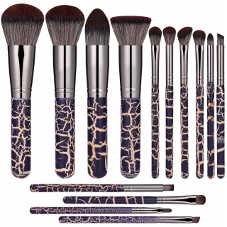 Sada štetcov na make-up s popraskaným vzorom, 14 ks